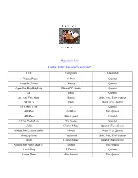 Repertoire List~