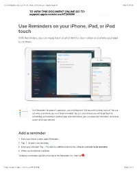 Use Reminders on Your Iphone, Ipad, Or Ipod Touch - Apple Support 3/16/17, 19�38