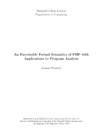 An Executable Formal Semantics of PHP with Applications to Program Analysis