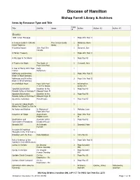 Diocese of Hamilton Bishop Farrell Library & Archives Items by Resource Type and Title
