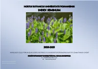 Hortus Botanicus Universitatis Posnaniensis Index Seminum