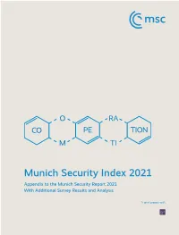 Munich Security Index 2021 Appendix to the Munich Security Report 2021 with Additional Survey Results and Analysis