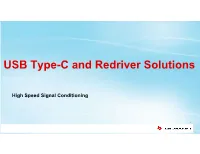 USB Type-C and Redriver Solutions
