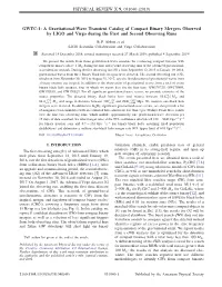 A Gravitational-Wave Transient Catalog of Compact Binary Mergers Observed by LIGO and Virgo During the First and Second Observing Runs
