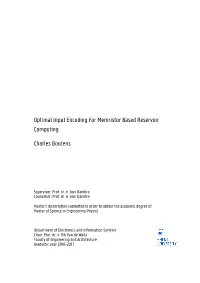 Charles Boutens Computing Optimal Input Encoding for Memristor Based Reservoir