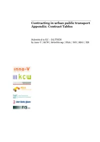 Contracting in Urban Public Transport Appendix: Contract Tables