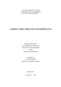 Cowpox Virus Virulence Determinants