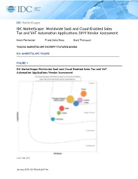IDC Marketscape: Worldwide Saas and Cloud-Enabled Sales Tax and VAT Automation Applications 2019 Vendor Assessment