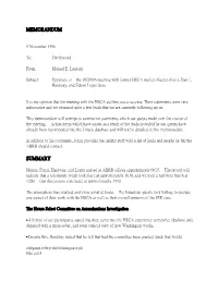 Memorandum Summary