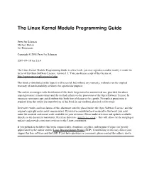 The Linux Kernel Module Programming Guide