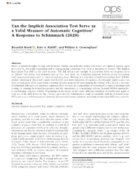 Can the Implicit Association Test Serve As a Valid Measure Of