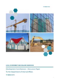 Development Contributions – Discussion Paper to the Department of Internal Affairs