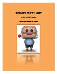 Disney Pop! List Popvinyls.Com