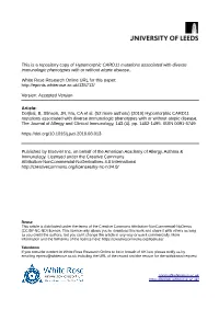 Hypomorphic CARD11 Mutations Associated with Diverse Immunologic Phenotypes with Or Without Atopic Disease