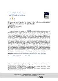 Numerical Investigation of Groundwater Balance and Artificial Recharge in the Kerman-Baghin Aquifer