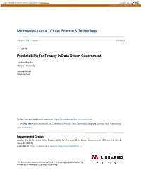 Predictability for Privacy in Data Driven Government