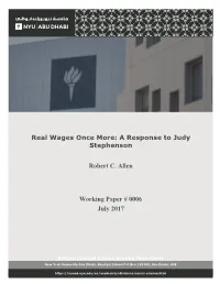 Real Wages Once More: a Response to Judy Stephenson