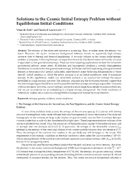 Solutions to the Cosmic Initial Entropy Problem Without Equilibrium Initial Conditions