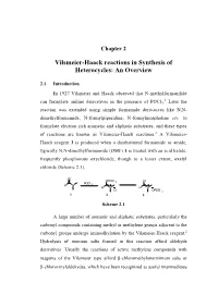 Vilsmeier-Haack Reactions in Synthesis of Heterocycles: an Overview