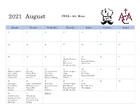 Aca August Menu