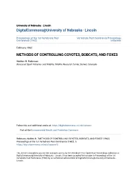 Methods of Controlling Coyotes, Bobcats, and Foxes