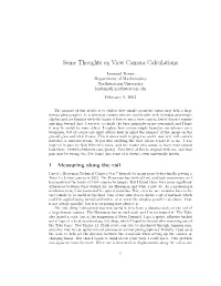 Some Thoughts on View Camera Calculations