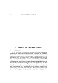 Summary of Data Reported and Evaluation