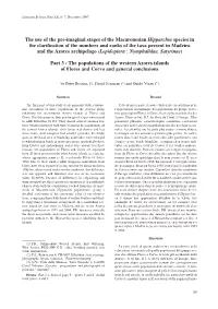 The Use of the Pre-Imaginal Stages of the Macaronesian Hipparchia