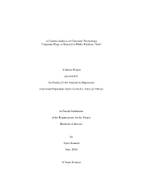 A Content Analysis of Consumer Technology Corporate Blogs As Interactive Public Relations Tools
