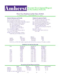 Amherst Seventy-First Annual Report to Secondary