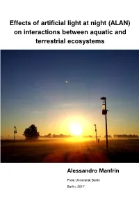 Effects of Artificial Light at Night (ALAN) on Interactions Between Aquatic And