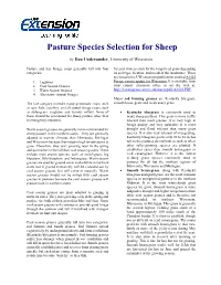 Pasture Species Selection for Sheep