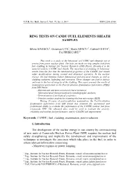 Ring Tests on Candu Fuel Elements Sheath Samples