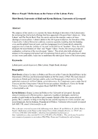Reflections on the Future of the Labour Party Matt Beech,University