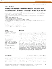 Setting Evolutionarybased Conservation Priorities for A