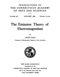 The Emission Theory of Electromagnetism