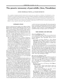 The Generic Taxonomy of Parrotbills (Aves, Timaliidae)