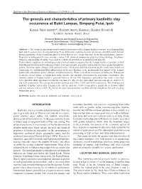 The Genesis and Characteristics of Primary Kaolinitic Clay Occurrence at Bukit Lampas, Simpang Pulai, Ipoh