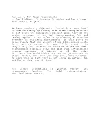 Abstract for Non Ideal Measurements by David Albert (Philosophy, Columbia) and Barry Loewer (Philosophy, Rutgers)