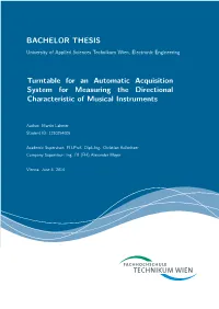 BACHELOR THESIS Turntable for an Automatic Acquisition System For