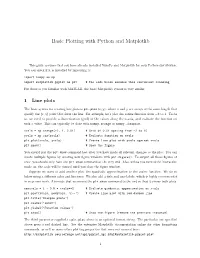 Basic Plotting with Python and Matplotlib