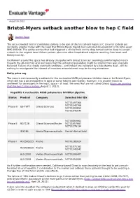 Bristol-Myers Setback Another Blow to Hep C Field