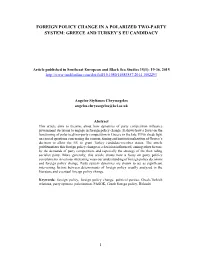 Foreign Policy Change in a Polarized Two-Party System: Greece and Turkey’S Eu Candidacy