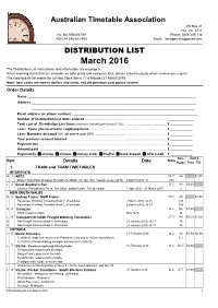 March 2016 the Distribution List Instructions and Information Are on Page 6