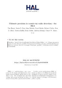 Ultimate Precision in Cosmic-Ray Radio Detection - the SKA Tim Huege, Justin D