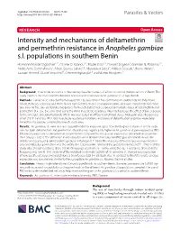 Intensity and Mechanisms of Deltamethrin and Permethrin Resistance in Anopheles Gambiae S.L