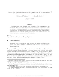 Power(Ful) Guidelines for Experimental Economists ∗†