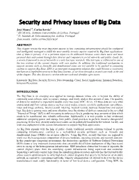 Security and Privacy Issues of Big Data