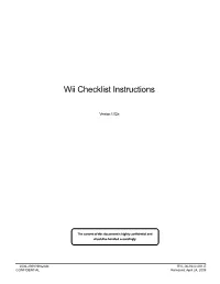 Wii Checklist Instructions