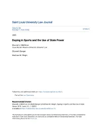 Doping in Sports and the Use of State Power